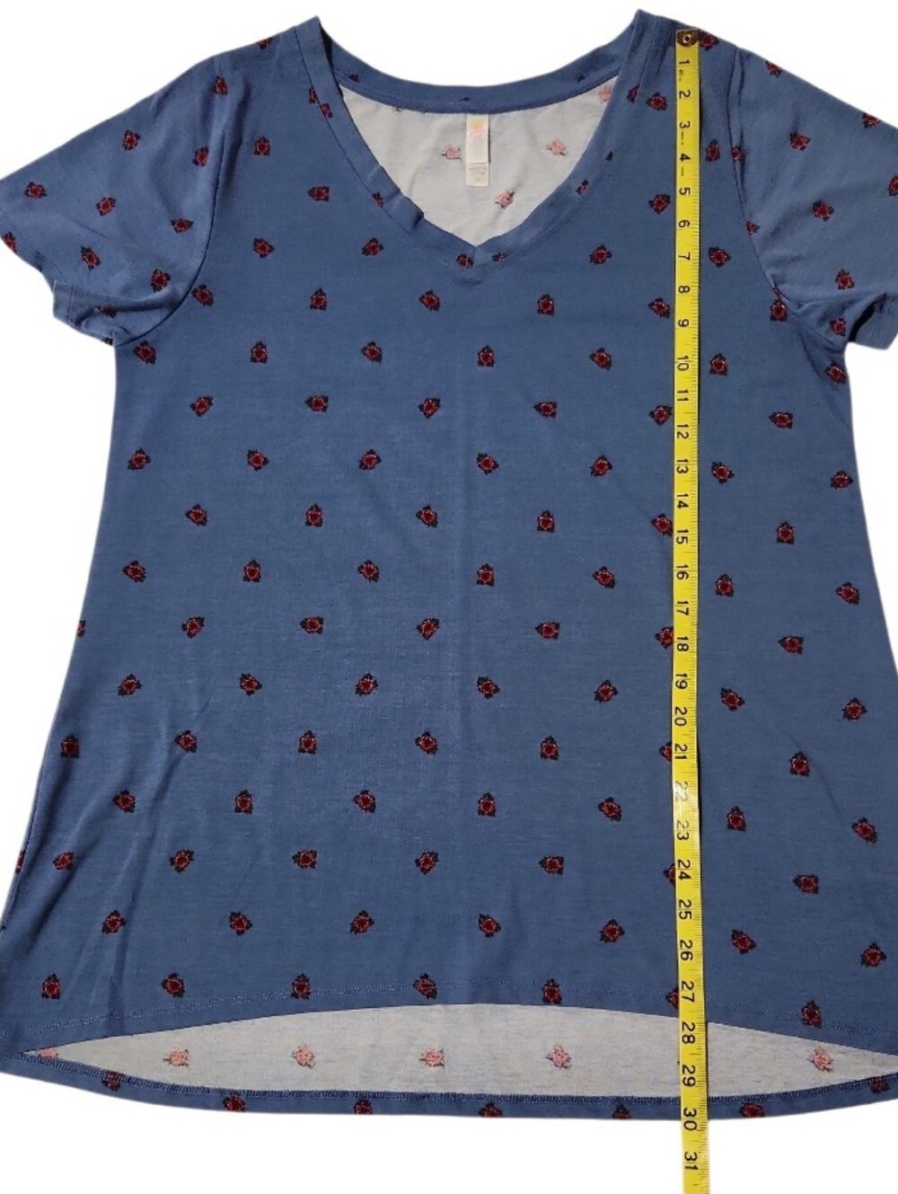 LuLaRoe Blue Tossed Tea Rose Floral Christy T (XL) - Picture 8 of 13